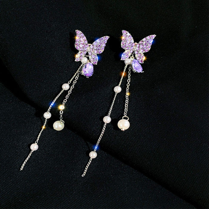 Korean Purple Butterfly Earrings