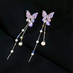 Korean Purple Butterfly Earrings