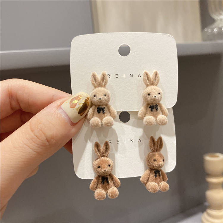 Korean Rabbit Bear Stud Earrings