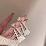 KOREAN WHITE & GOLDEN DROP EARRINGS