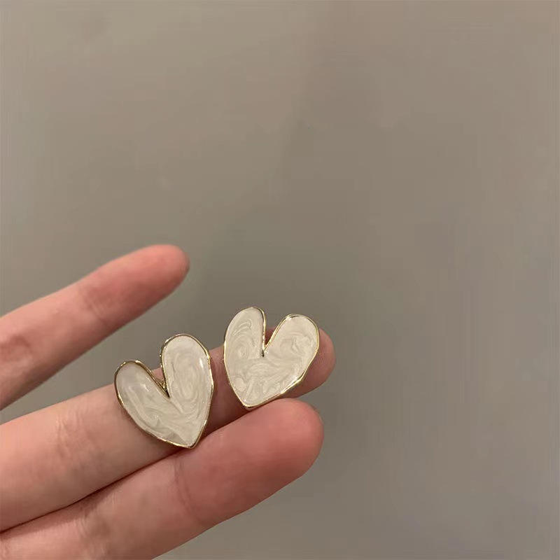Heart-Shaped Marble Effect Stud