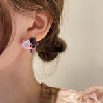 Korean Purple Flower Earrings
