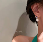 Korean Lovely Pearl Rhinestone Ears Stud