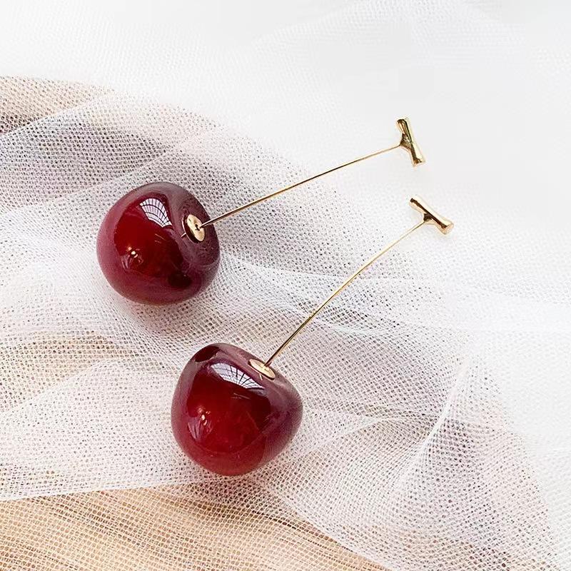 Korean Maroon Cherry Shape Design Drop