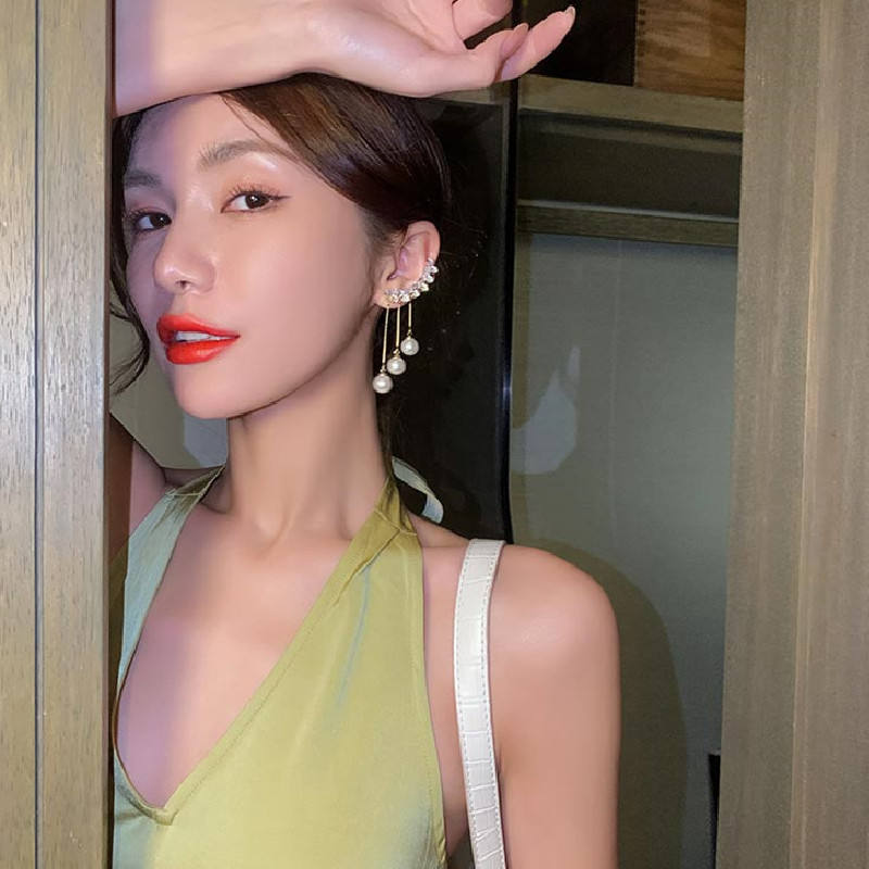 KOREAN Gold Plated Ad Wings Pearl Drop Earrings