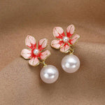 Korean flower pearl earring trendy