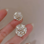 Korean Flower Gold Plated Earrings