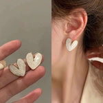 Heart-Shaped Marble Effect Stud