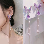 Korean Purple Butterfly Earrings