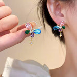 Korean Colorful Butterfly Drop Earrings
