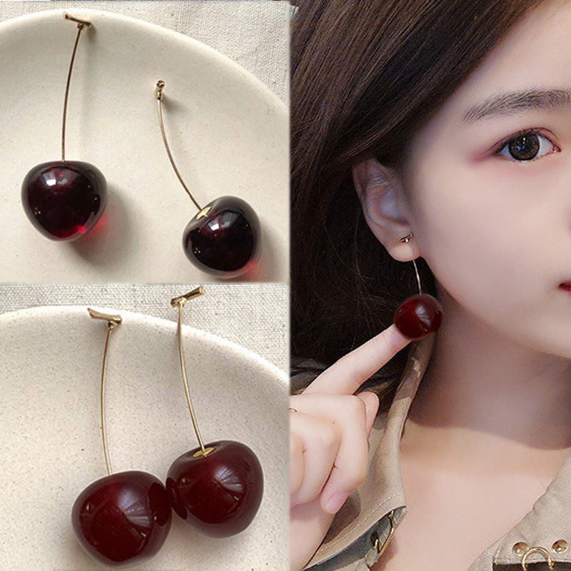Korean Maroon Cherry Shape Design Drop