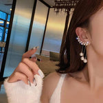 KOREAN Gold Plated Ad Wings Pearl Drop Earrings