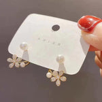 Korean Diamond Flower and Pearl Stud