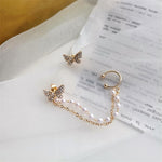 Pearl Rhinestone Butterfly Stud Earring