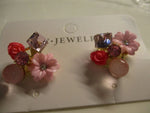 Korean Pink Flower Earrings