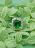 Saloni Ring(Silver Green Stone)