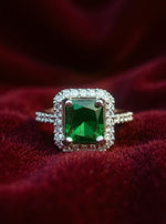 Saloni Ring(Silver Green Stone)
