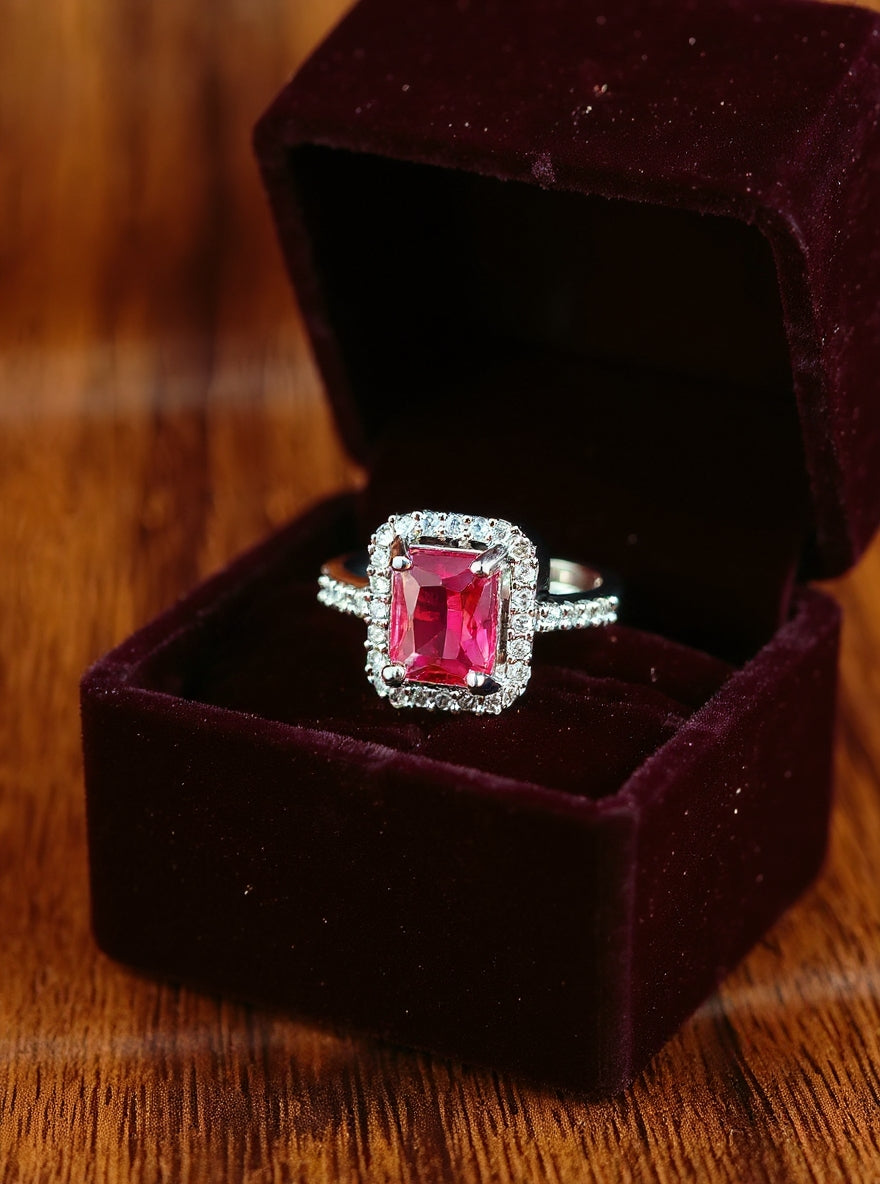 Alfiya Ring (Silver pink stone)