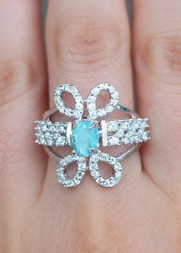 Nilakshi Ring ( Silver Pale Turquoise Stone)