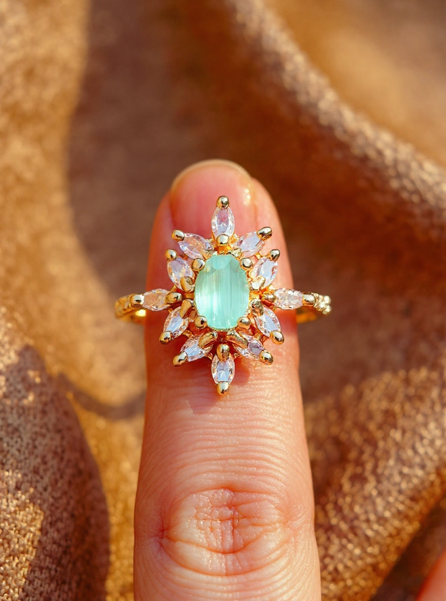 Antara Ring (Golden Pale Turquoise Stone)