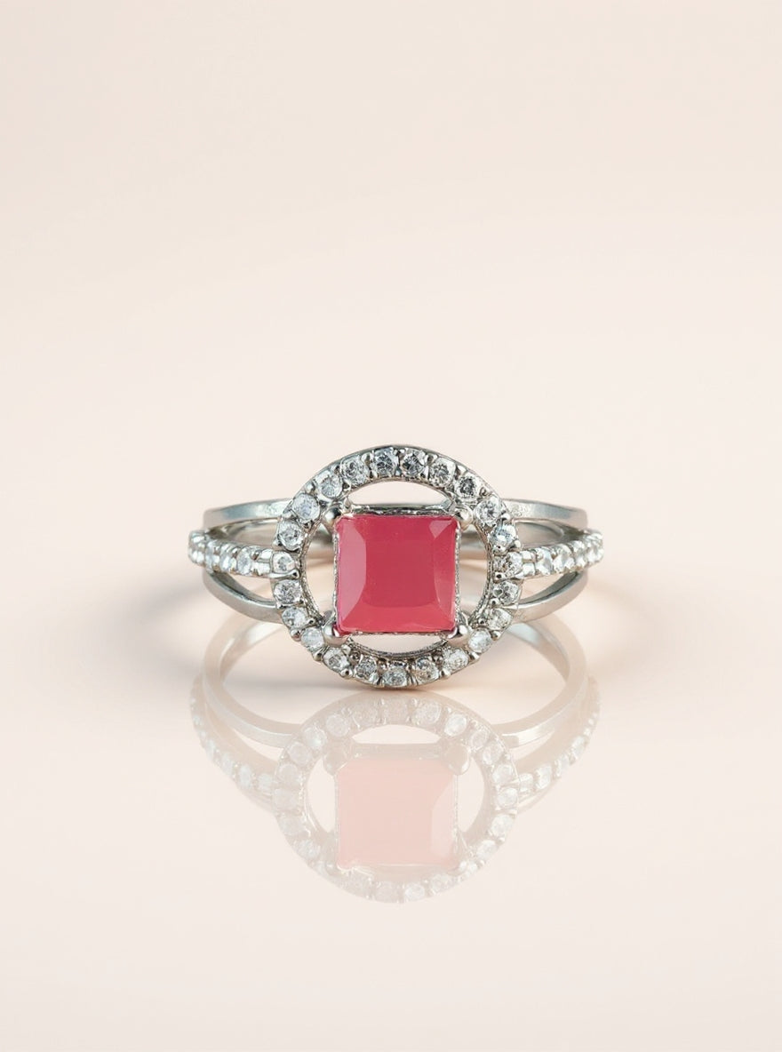 Gaurika Ring (Silver Pink Stone)