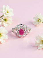 Aradhya Ring(Silver Pink Stone)