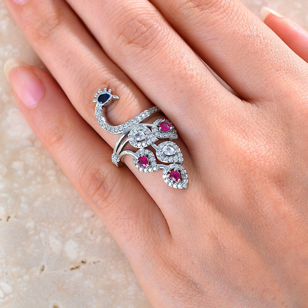 Mayuri Ring (Silver Pink Stone)