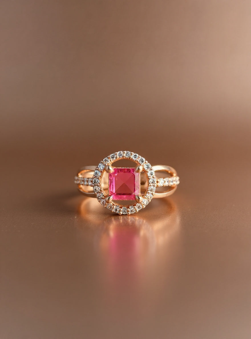 Komal Ring (Golden Pink Stone)