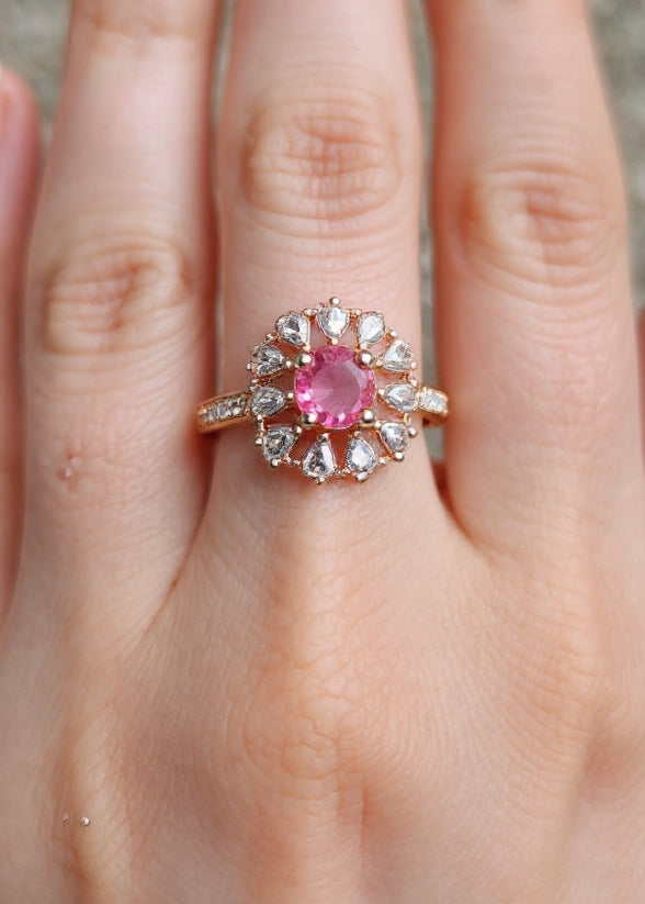 Srija Ring (Gold Pink Stone)