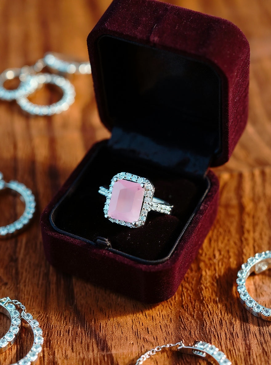 Anjali Ring (Silver Light Pink Stone)