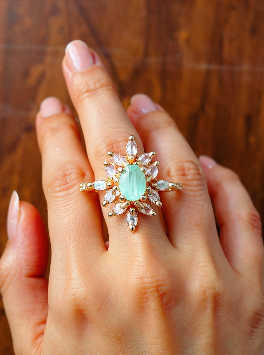 Antara Ring (Golden Pale Turquoise Stone)