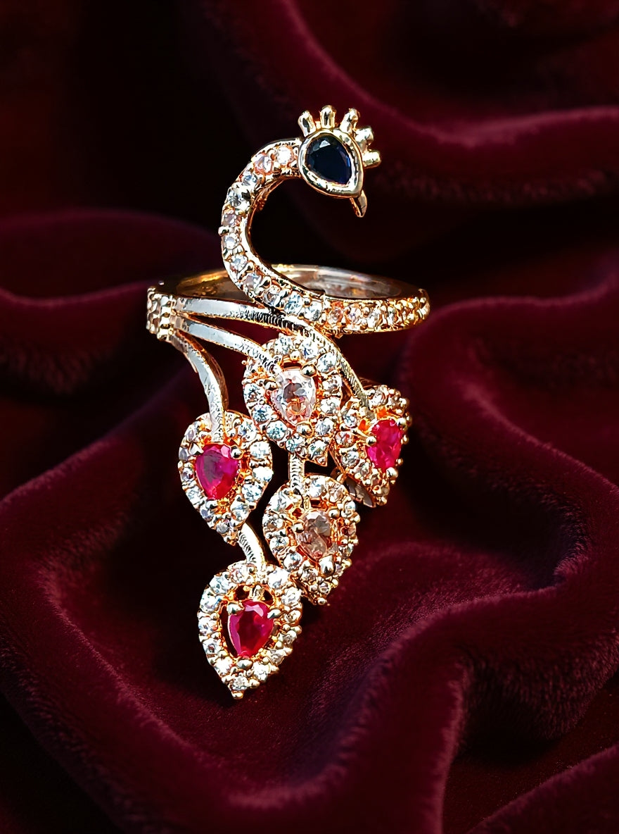 Pihu Ring (Golden Pink Stone)