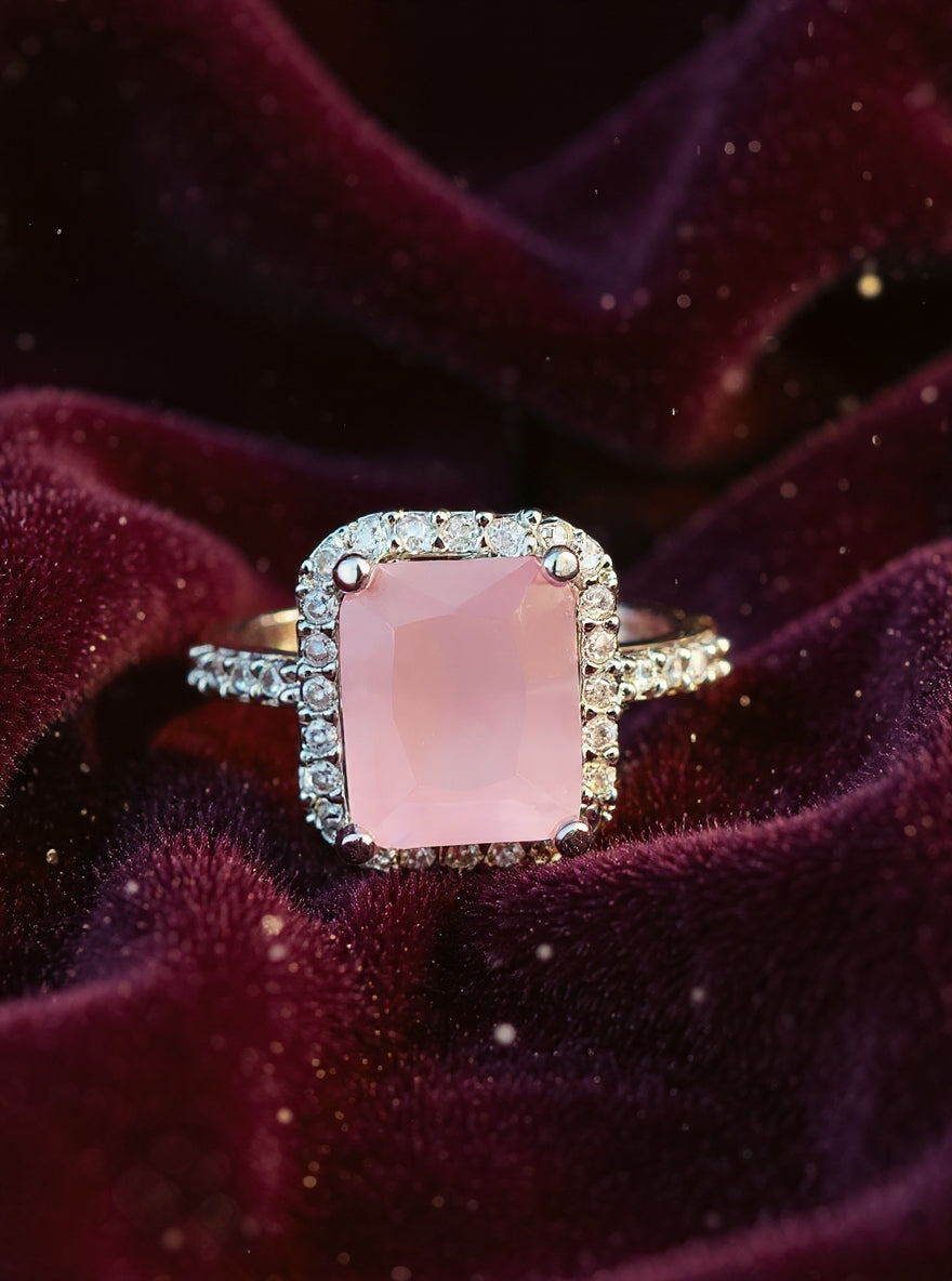 Anjali Ring (Silver Light Pink Stone)