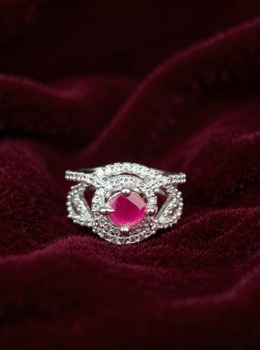 Anamika Ring (Silver Pink stone)