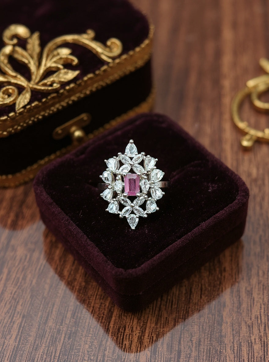 Yuvanshi Ring (Silver Pink Stone)