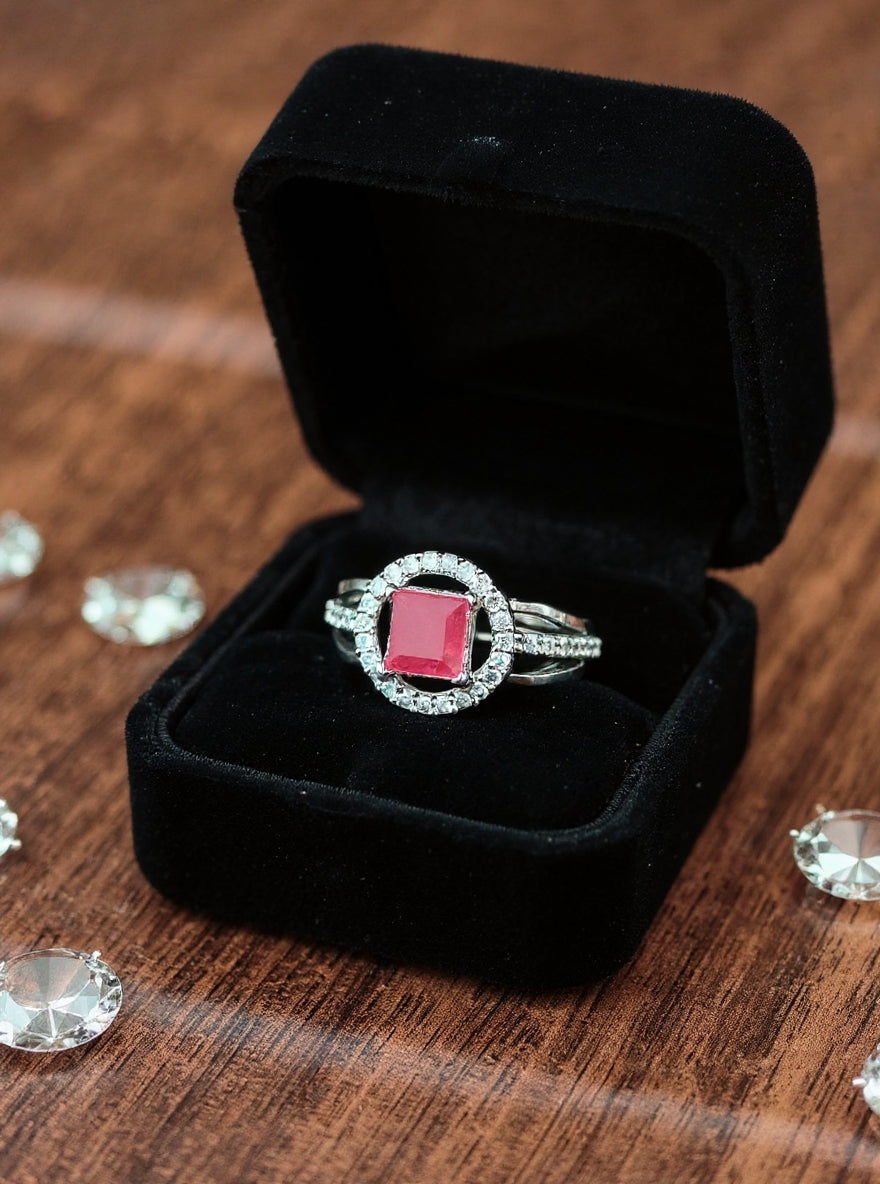 Gaurika Ring (Silver Pink Stone)