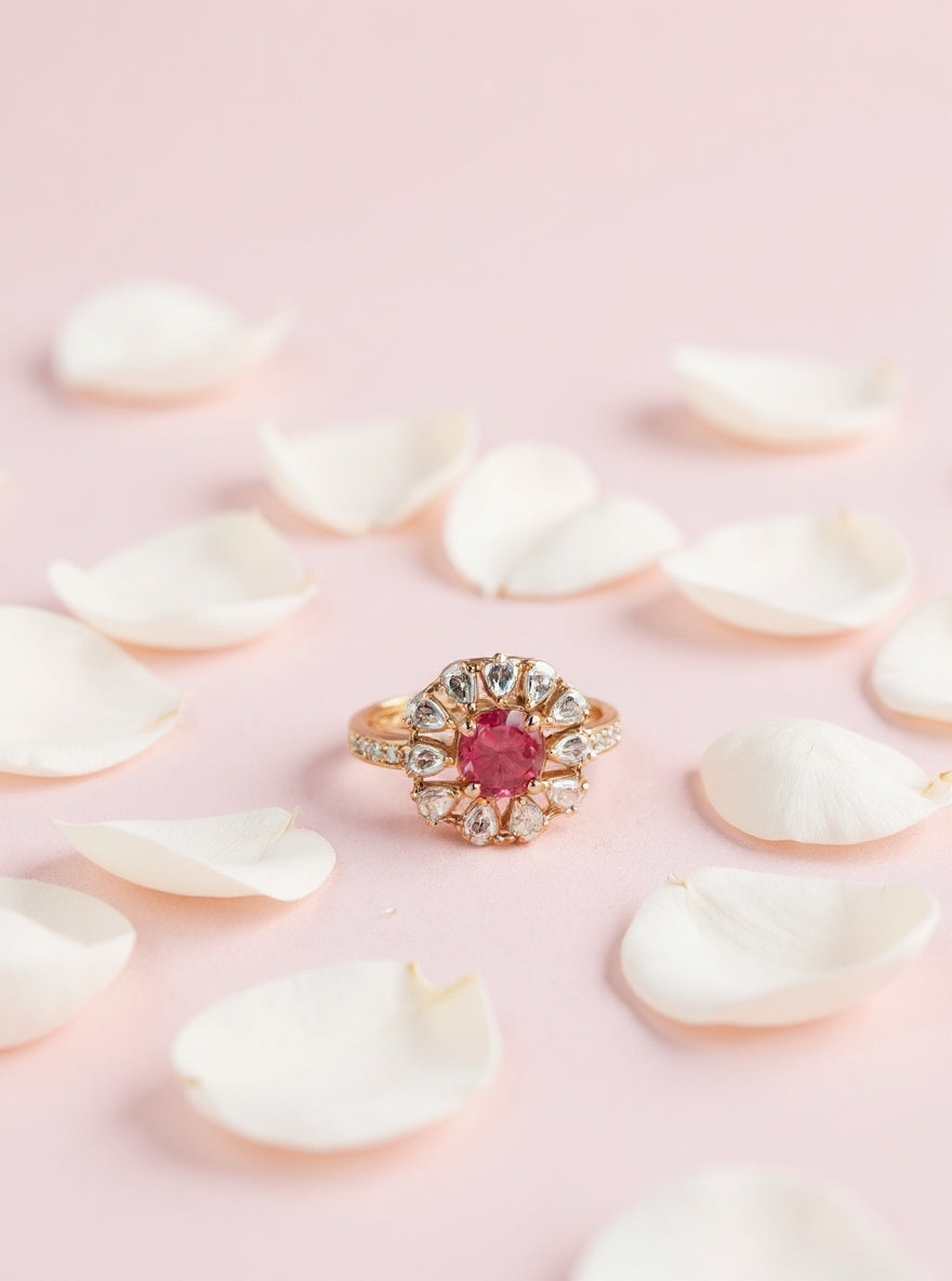 Srija Ring (Gold Pink Stone)