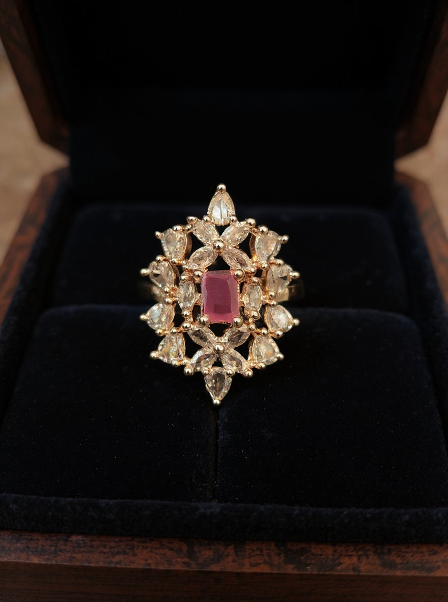 Aashna Ring (Golden Pink Stone)