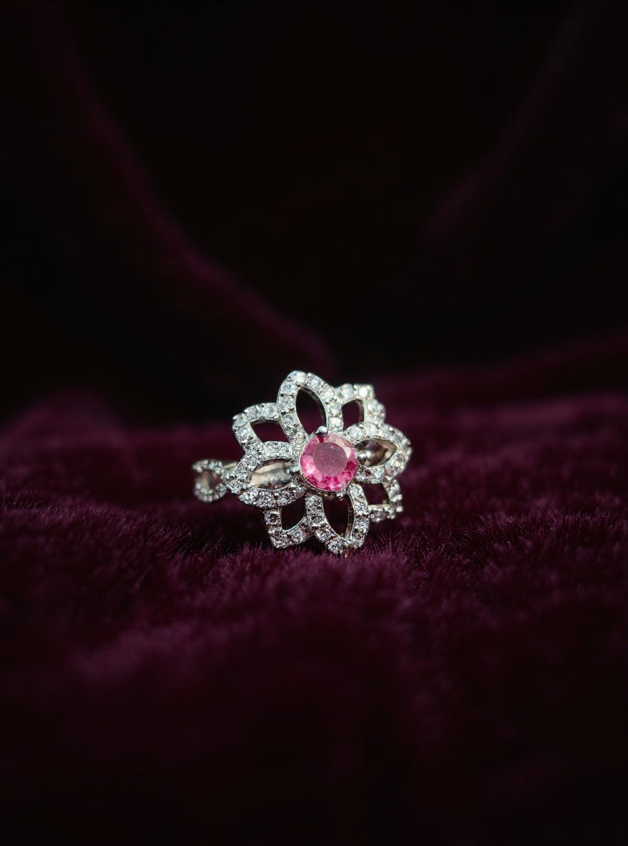 Asmita Ring (Silver pink stone)