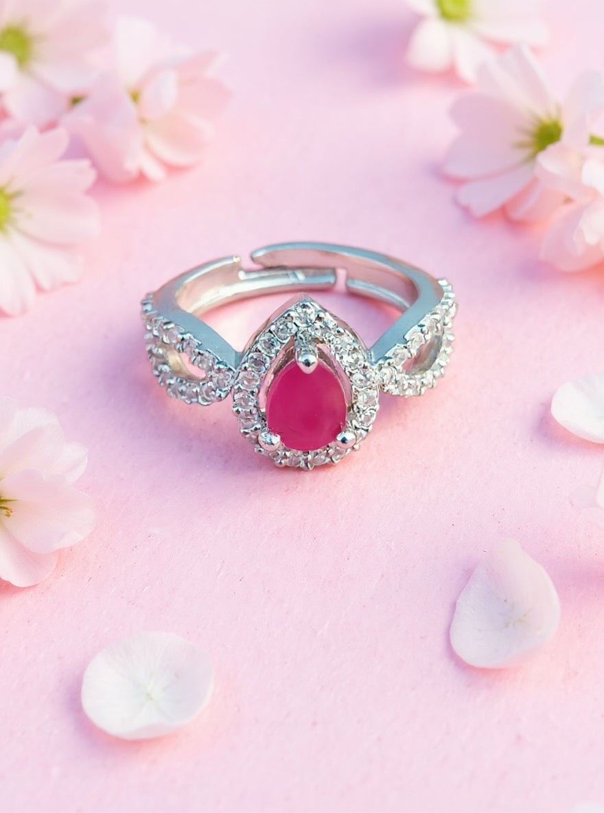 Aivika Ring(Silver Pink Stone)