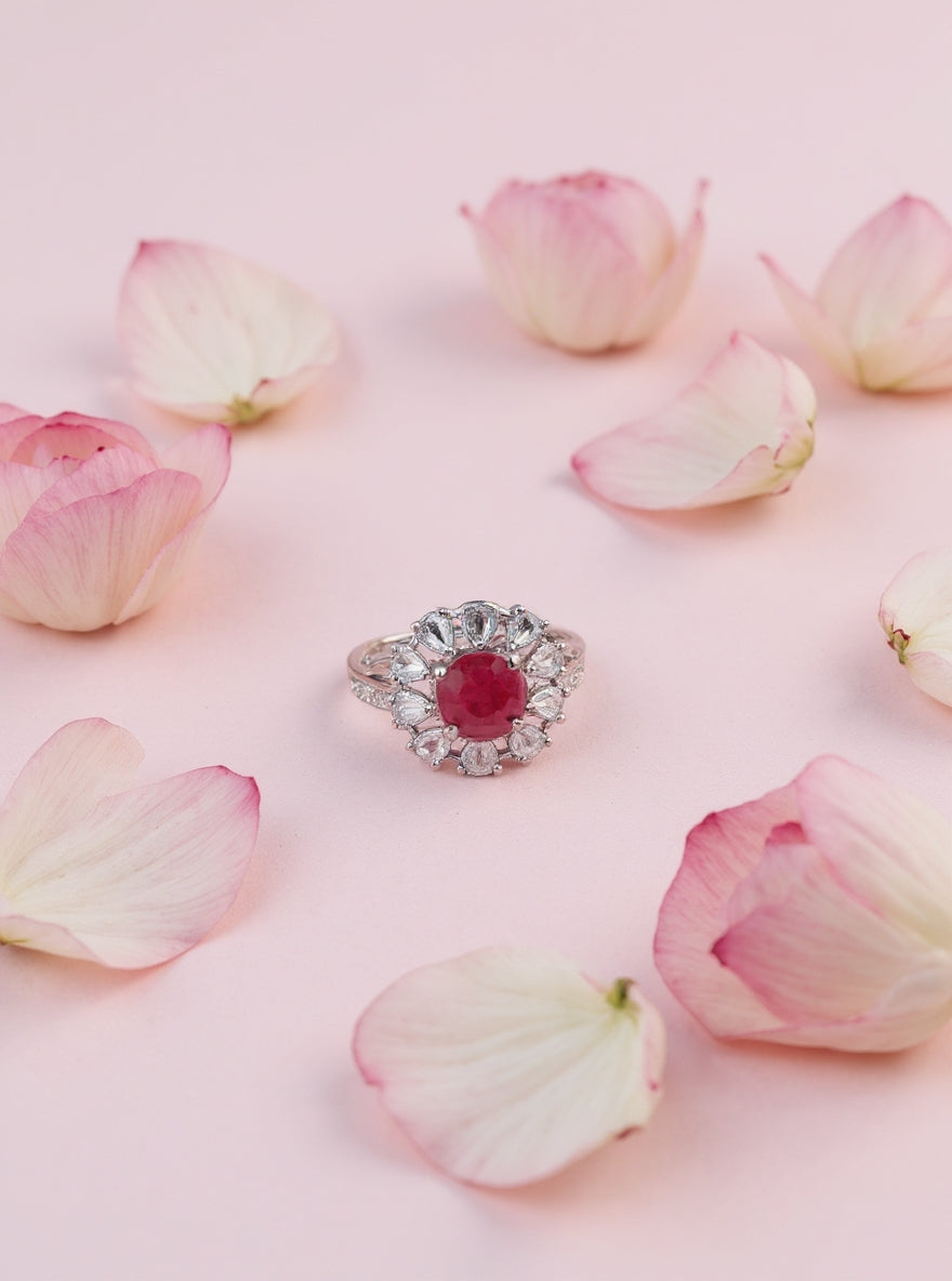 Urmi Ring (silver pink stone)