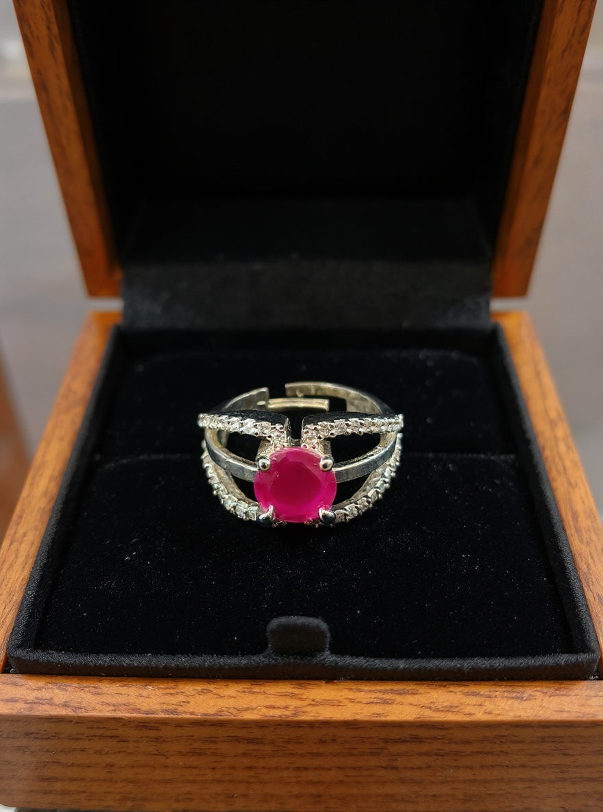 Lily Ring (Silver Pink Stone)