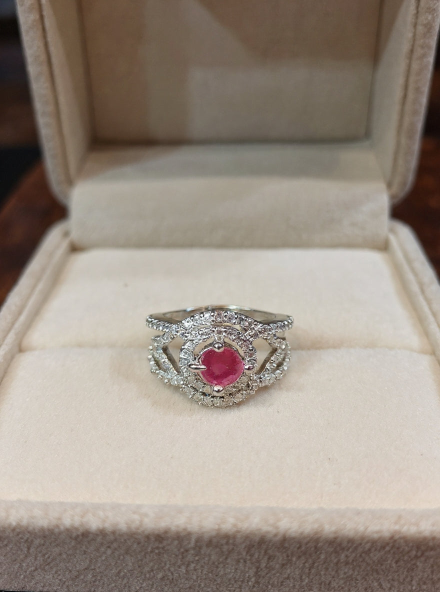 Anamika Ring (Silver Pink stone)