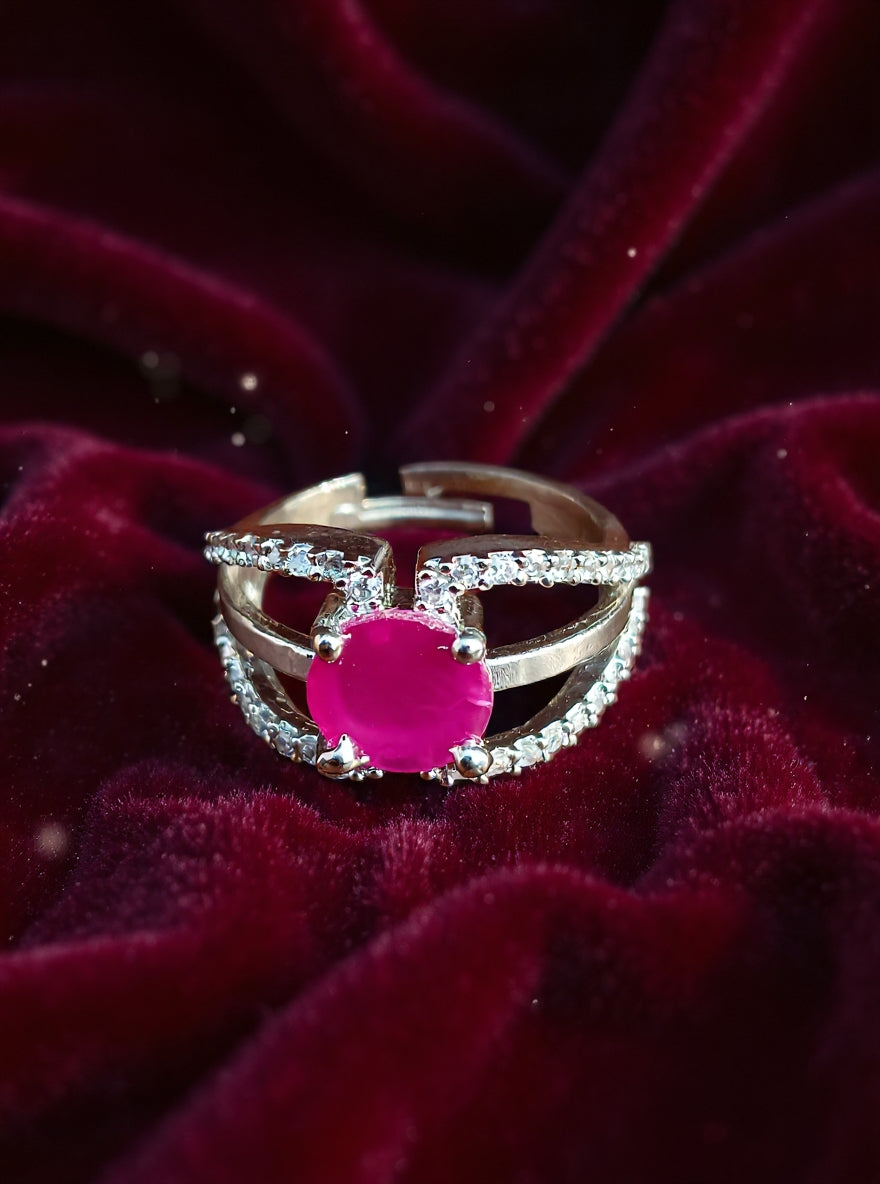 Lily Ring (Silver Pink Stone)