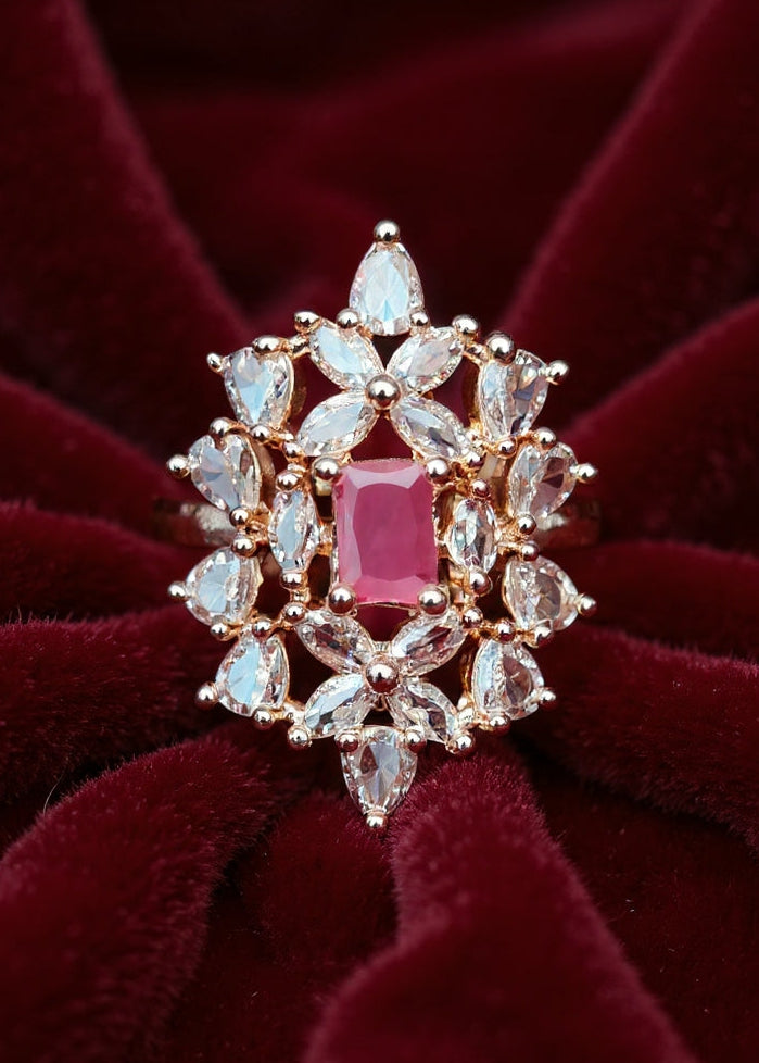 Aashna Ring (Golden Pink Stone)