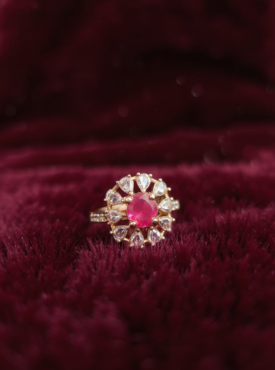 Srija Ring (Gold Pink Stone)