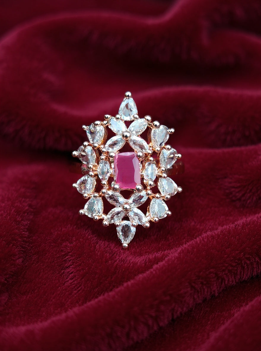 Aashna Ring (Golden Pink Stone)