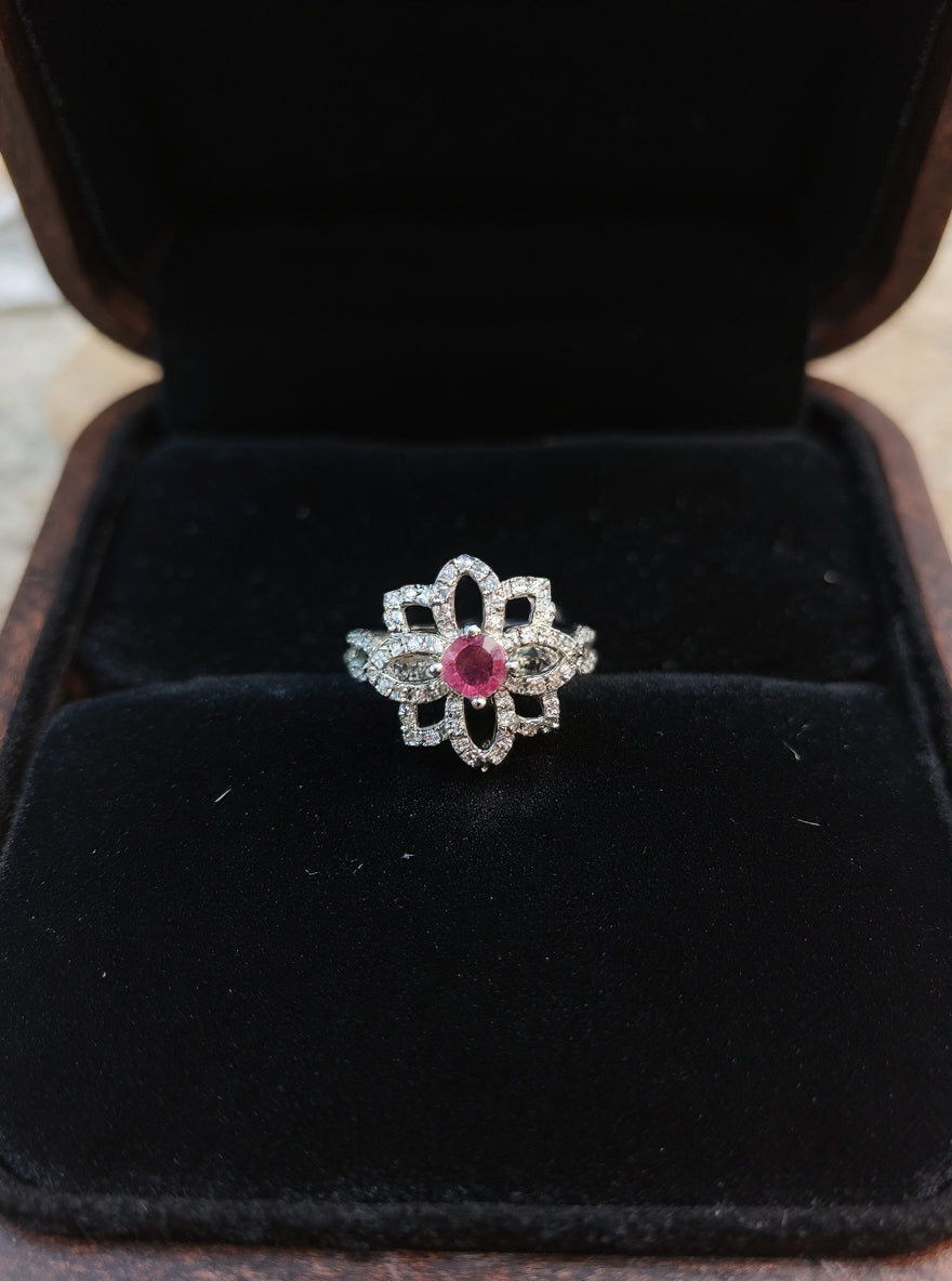 Asmita Ring (Silver pink stone)