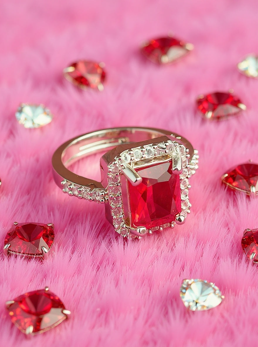 Alfiya Ring (Silver pink stone)