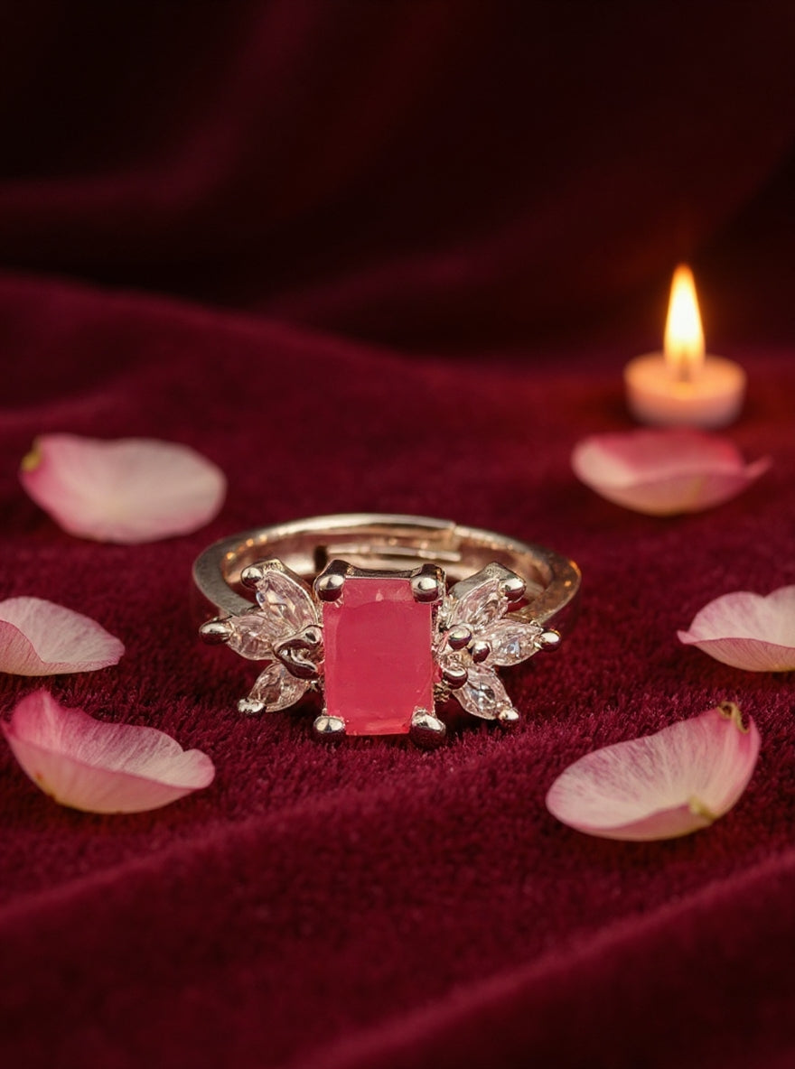 Kavya Ring (Silver Pink Stone)